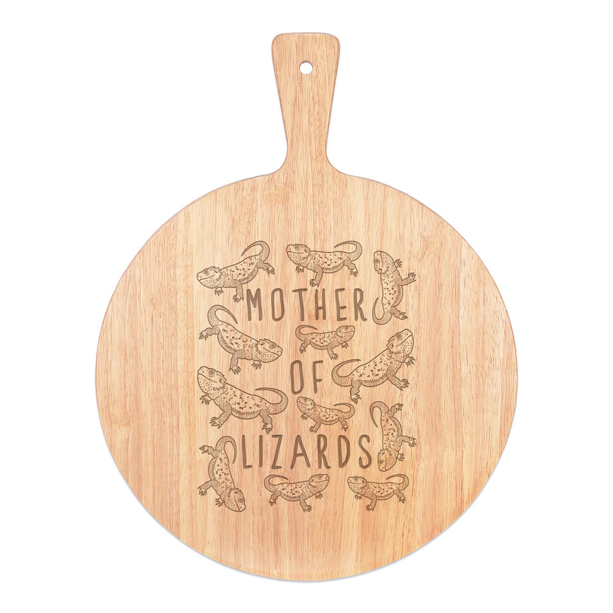 Pizza Board Mère De Lézards plateau de service rond en bois 45x34cm