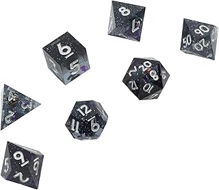 Conjunto de Dados de Resina, 1 X D4, 1 X D6, 1 X D8, 1 X D10 (0-9), 1 X D12, 1 X D20 e 1 X D10 (00-90), 7 Unidades de Conjunto de Dados de RPG para Interação