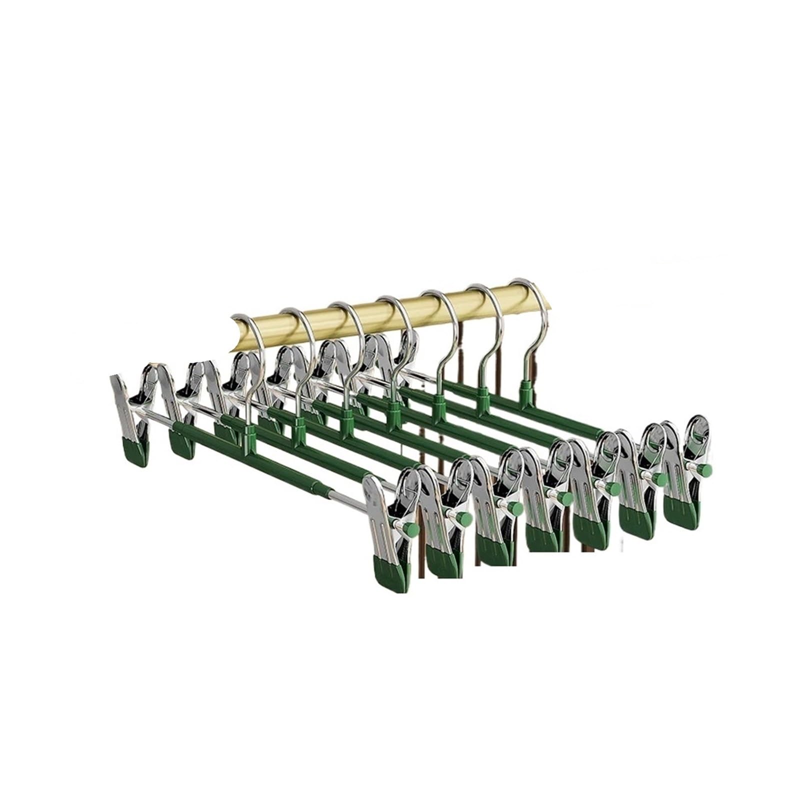 5Pcs Pants Hangers with Clips Adjustable Skirt Non-Slip Trousers Hanger(5pcs Green)