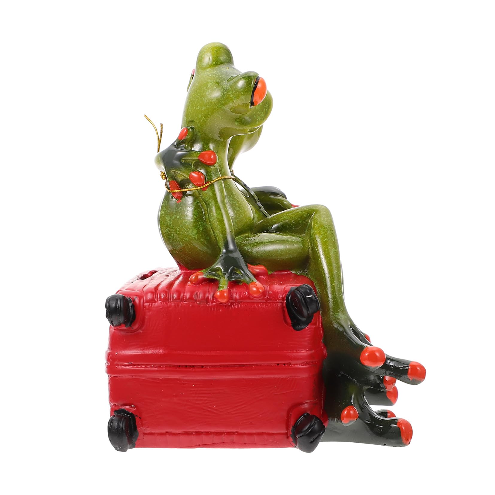Grüne Spardose aus Kunstharz mit Froschpaar für Münzaufbewahrung