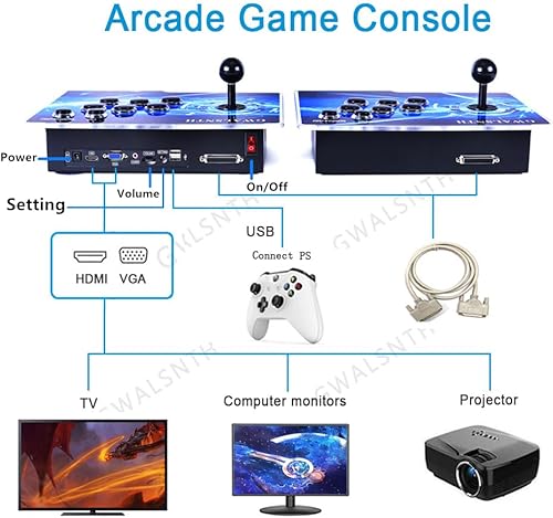 Miniatura 5 de GWALSNTH 32000 en 1 Pandora Box 60S Consola de juegos Arcade, pantalla de 1280x720, buscarguardarocultarpausar juegos, dos joysticks separados, 1-4