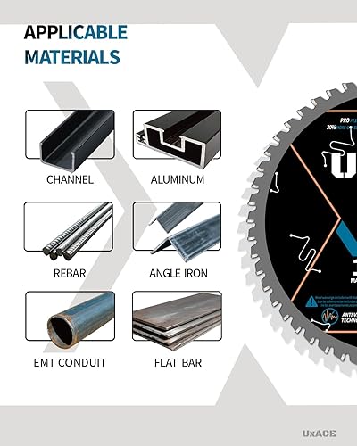 Miniatura 7 de UXACE Hoja de sierra circular de 5-38 pulgadas, 30 dientes, eje de 20 mm, para metal ferroso, hoja de corte de acero, punta de carburo, corte