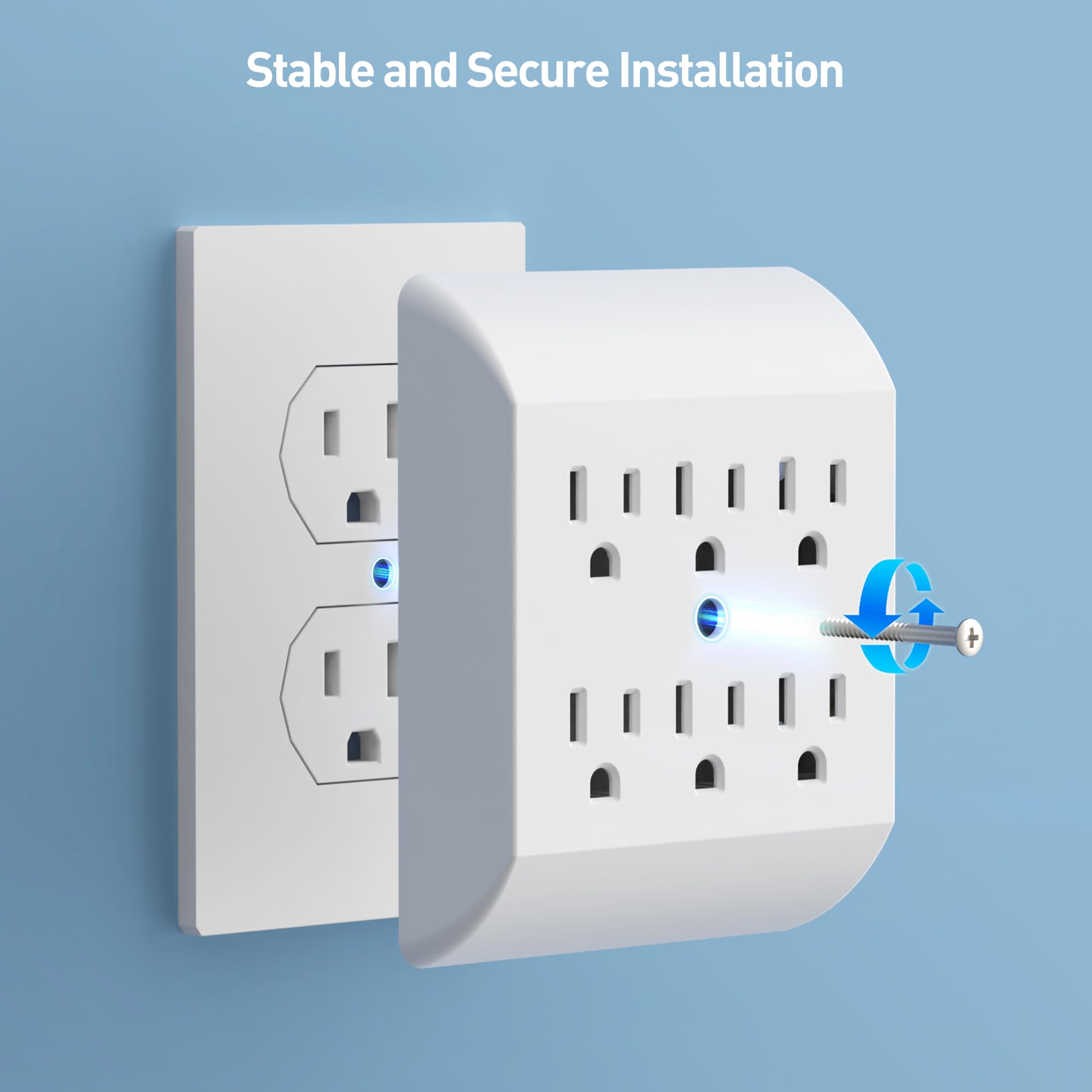 [ETL Listed] Cable Matters 2-Pack 15A 1875W 6 Outlet Extende -3