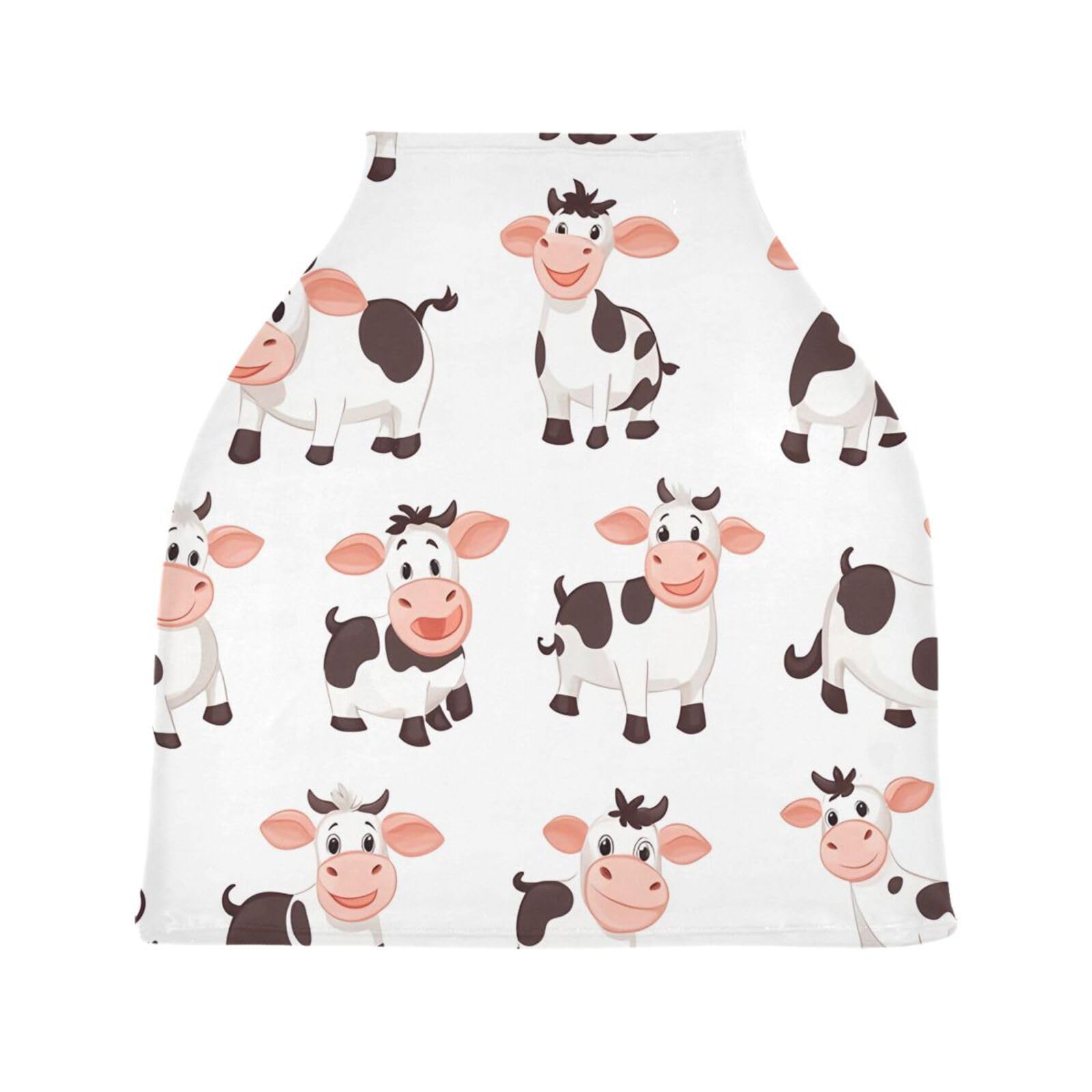 Nesatuwa Baby Car Seat Cover Cartoon Cow Breastfeeding Covers Stretchy Breathable Multi-Use Cover Carseat Canopy for Girls and Boys