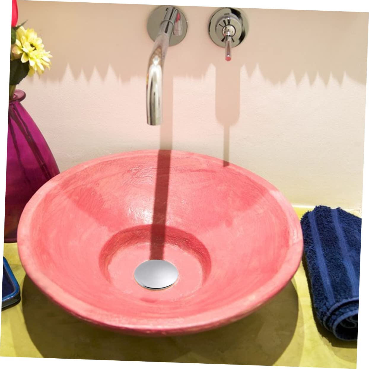 SHINEOFI 3 Set Pannello Di Rimbalzo Tappo Del Lavandino Rimbalzante Scarico Della Vasca Da Bagno Copripiletta Per Lavabo Coperchio Di Scarico Lavello Silver Acciaio Inossidabile 2 Pezzi * 3