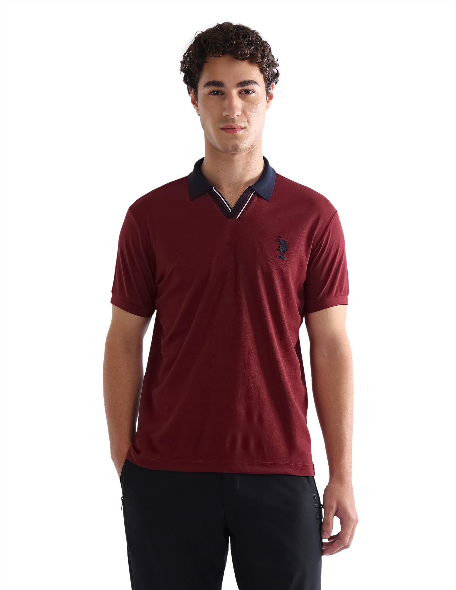 u.s. polo assn. USPA Active Sports Men's Solid Slim Fit Active Polo Shirt-picture-40