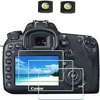 ULBTER Screen Protector for Canon EOS 6D Mark II / 7D Mark II Camera & Hot Shoe Cover, 0.3mm 9H Hardness Tempered Glass Screen Protector,Anti-Scrach Anti-Fingerprint Anti-Dust Anti-Bubble [3 Pack]