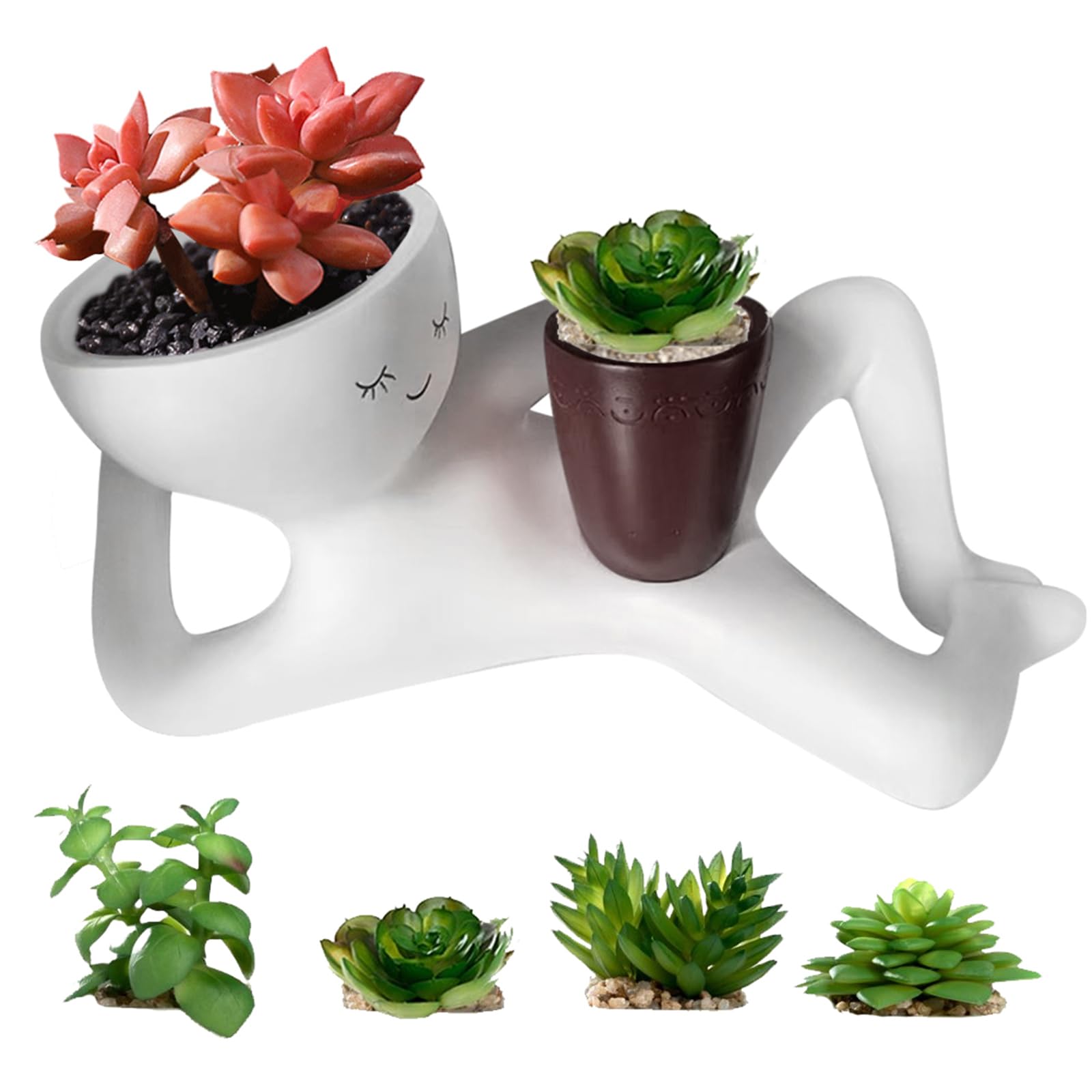Lazy Guy Planter ResinLazy Little Character Flowerpot Resin Lazy with Drainage Hole Unique Lying Down Figure Succulent Pots for Succulents Cactus Home Garden Decor Gift