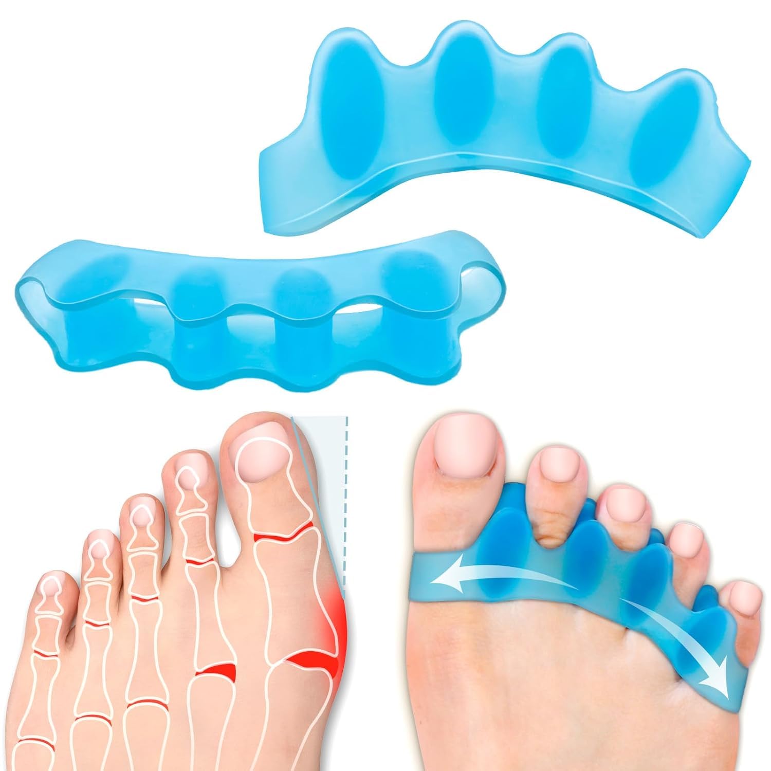 PRAMUKH CREATIONS Silicone Toe Separators & Spacers (1 pair - 2 Pieces) – Professional Bunion Corrector & Hammer Toe Straightener – Soft Gel Toe Spreaders for Overlapping Toes, Foot Pain Relief & Yoga – Men & Women-image-41