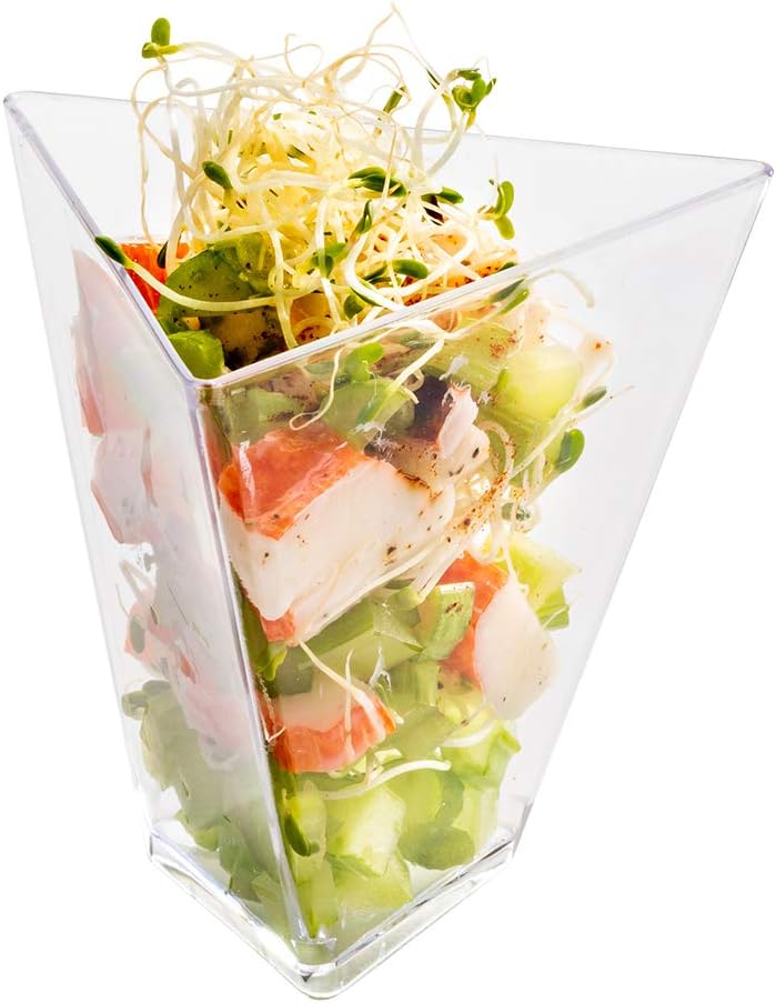 Restaurantware 3.5 Ounce Appetizer Cups 100 Disposable Dessert Cups - Premium Triangle Black Plastic Tasting Cups Serve Desserts Or Appetizers For Parties Events Or Occasions