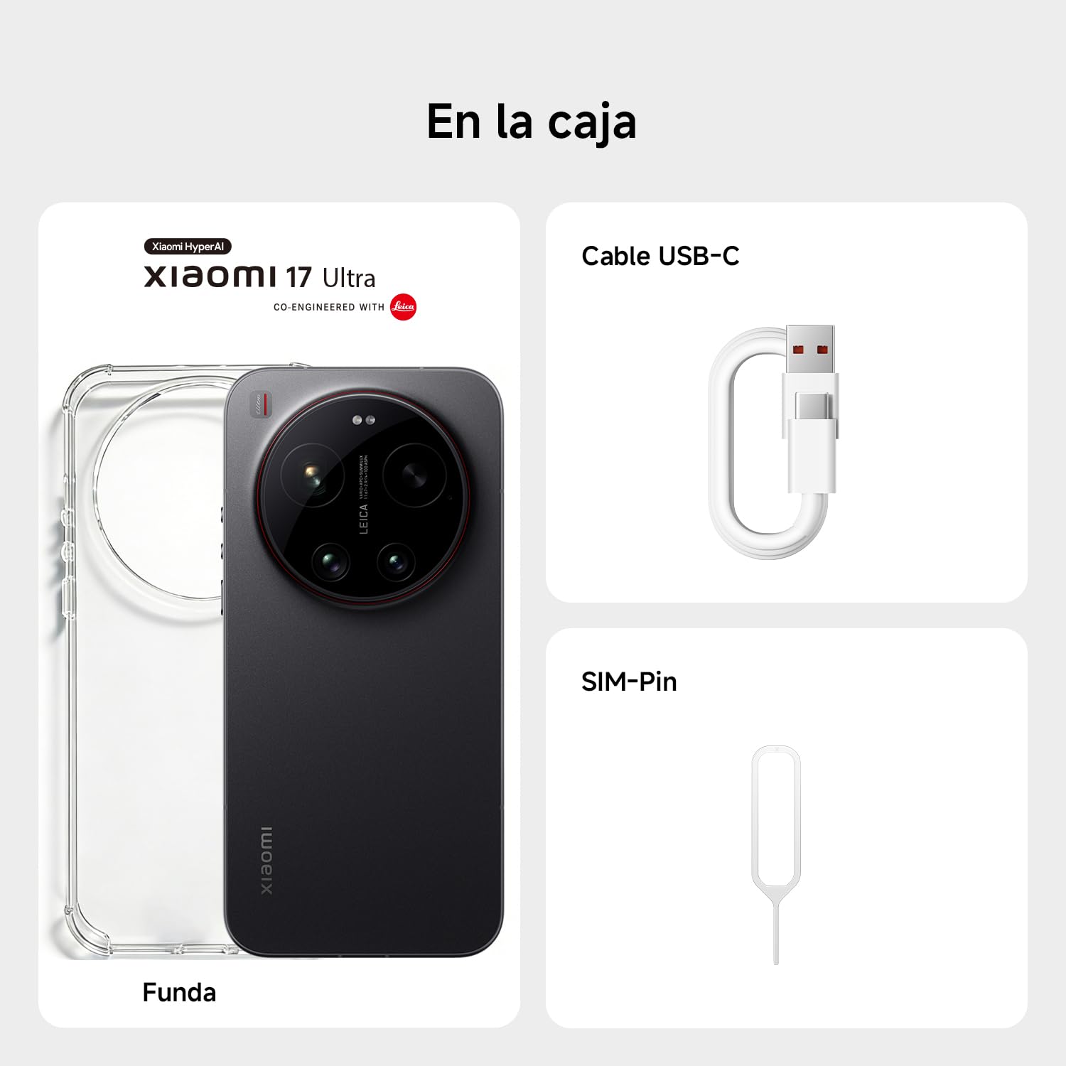 XIAOMI 17 Ultra Smartphone de 16+512GB Negro Teleobjetivo Leica de 200 MP | Teleobjetivo Leica 200MP 75–100 mm, Snapdragon 8 Elite Gen 5, HyperAI, Batería de 6000 mAh, 1 año de garantía adicional