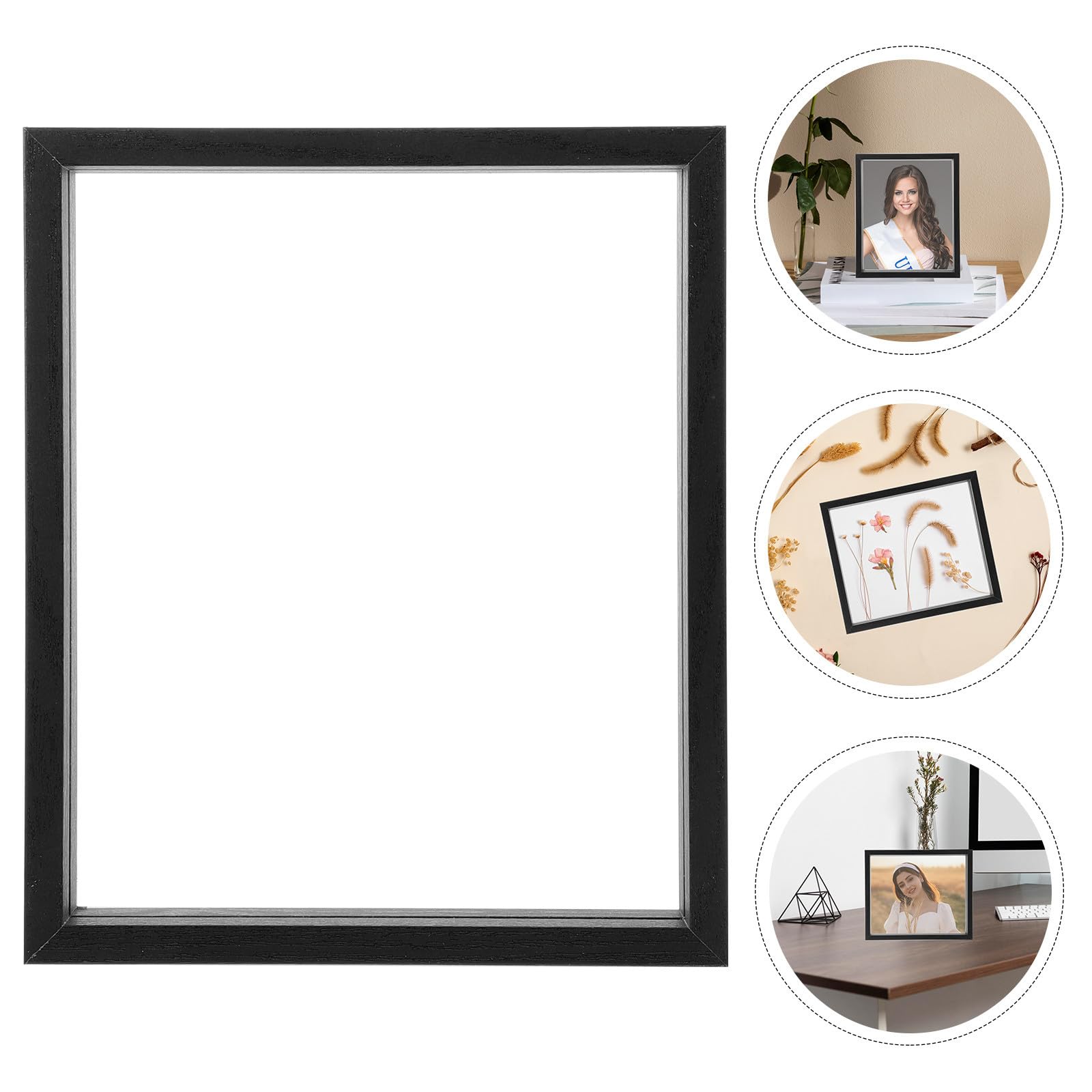 Tofficu Marco de Fotos Doble Cara de Vidrio y Madera de 10 Pulgadas Hojas Secas y Plantas, Protector para Fotos, Adecuado para Cumpleaños y Sala de Estar