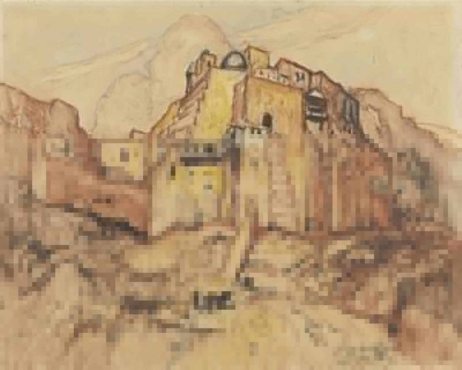 ARTXLXXBN Famous Painting Canvas Artwork Graffiti Print View of Mar Saba by Konstantin Ivanovich Gorbatov Portrait Canvas Image for Home Decor 60x90cm