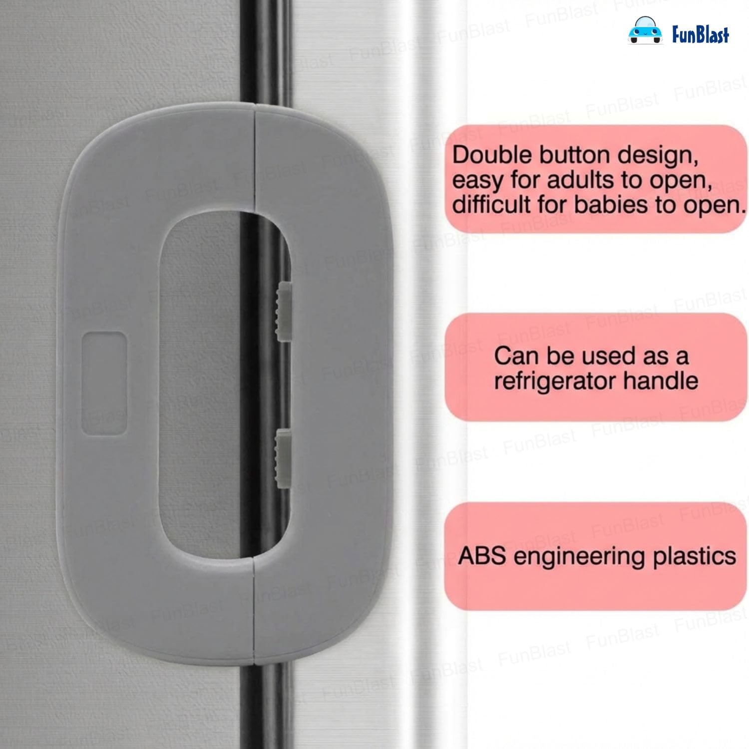 FunBlast Sliding Door & Window Safety Lock – No Drill Child Safety Lock for Refrigerator, Sliding Windows, Balcony Doors & Wardrobes, Easy Installation Adjustable Locks (Grey) — Amazon image 7