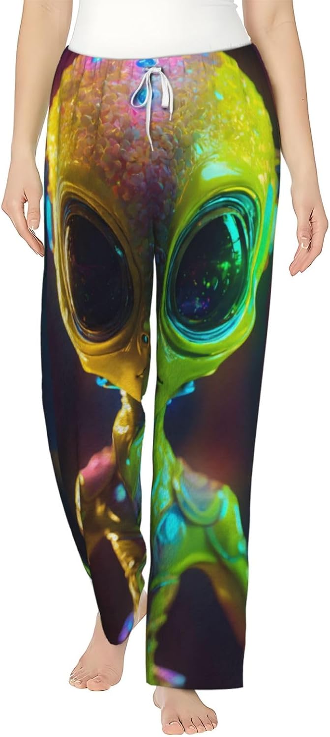 Alien Planet Print Fashion Cozy Womens Flannel Pajama Pants,Perfect For Christmas And Everyday Wear