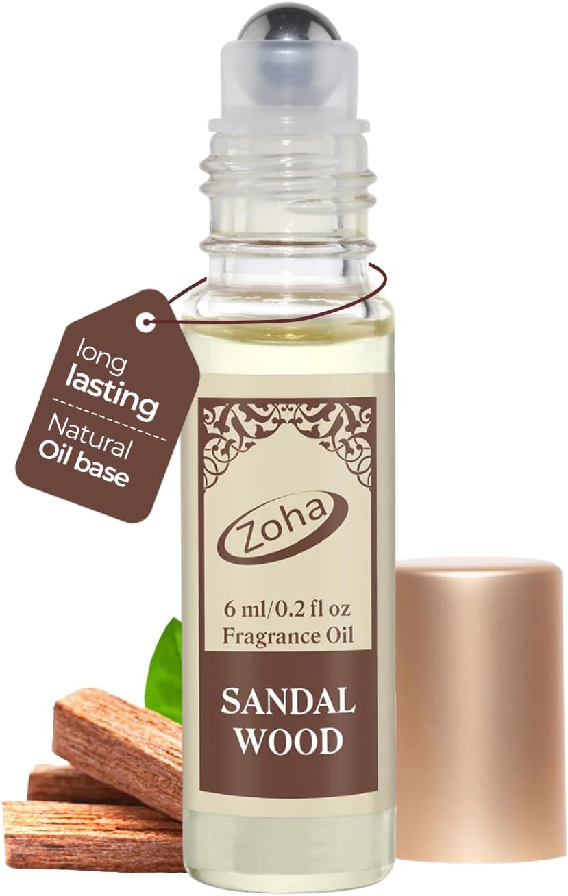 Zoha SandalWood - Perfume for Women and Men, Alcohol Free Perfume Oil Roll On, Long Lasting Natural Clean Fragrance Oil base, 6ml Roller