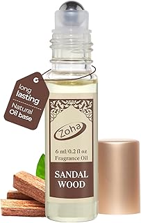 Zoha SandalWood - Sandal Wood Perfume for Women and Men, Alcohol Free Perfume Oil Roll On, Natural Clean Travel Size Parfum, 6ml Roller