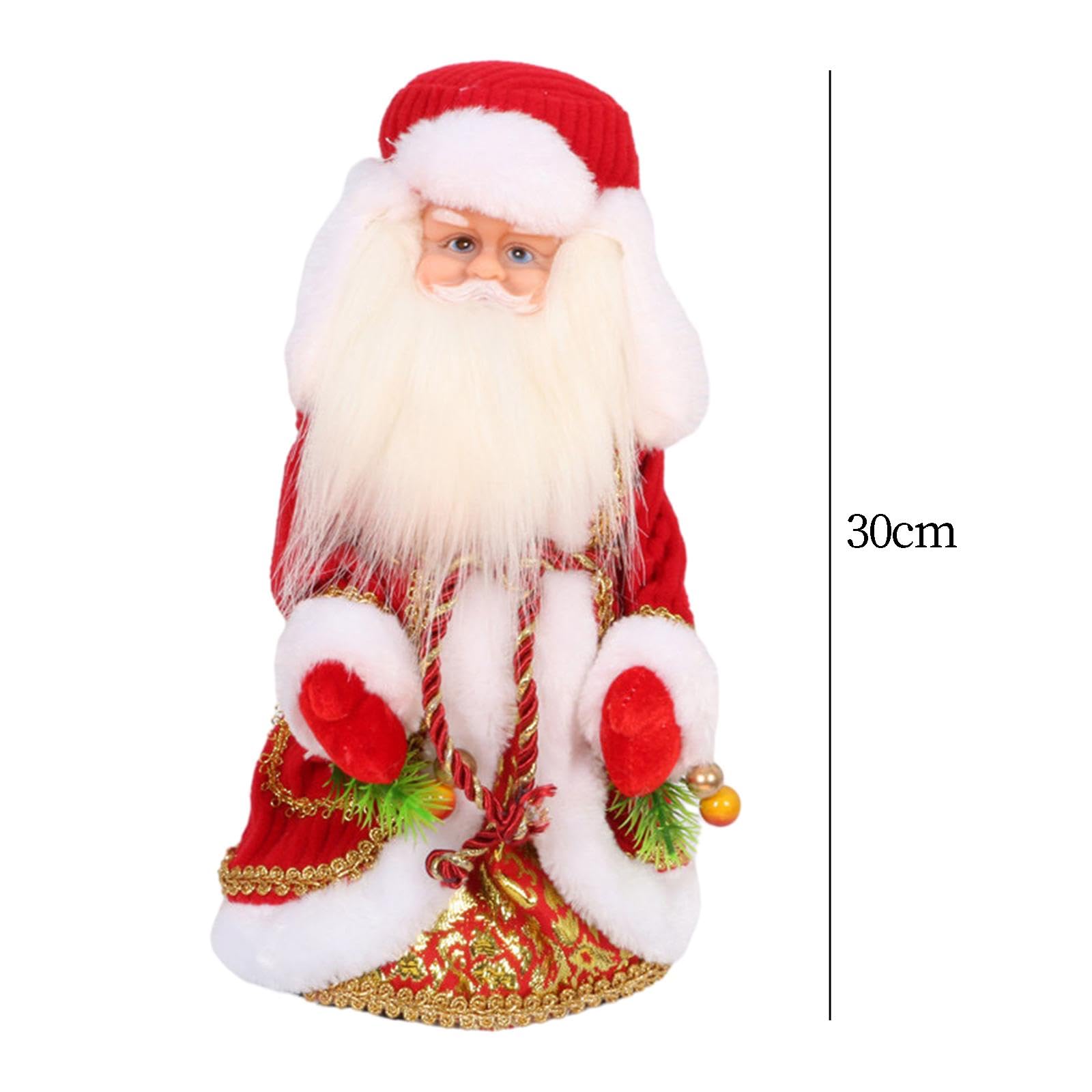 MERIGLARE Peluche de Papá Noel, Juguete Navideño Eléctrico de Papá Noel de 30 Cm, Decoración de Invierno, Adornos de Mesa, Muñecos Navideños Divertidos, Rojo, Individual
