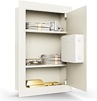 Vista 9 de Giantex Caja de seguridad oculta de pared electrónica, Gabinete de seguridad plano electrónico de pared incorporado (blanco)