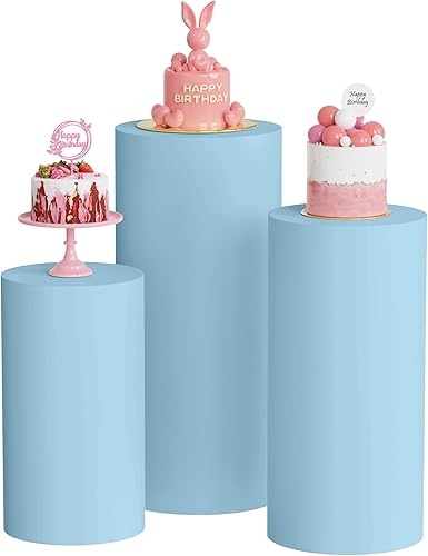 Miniatura 7 de Putros Cylinder Pedestal Covers Black 3Pcs Spandex Cylinder Plinth Stand Cover for Party Wedding Props Event Decor Negro