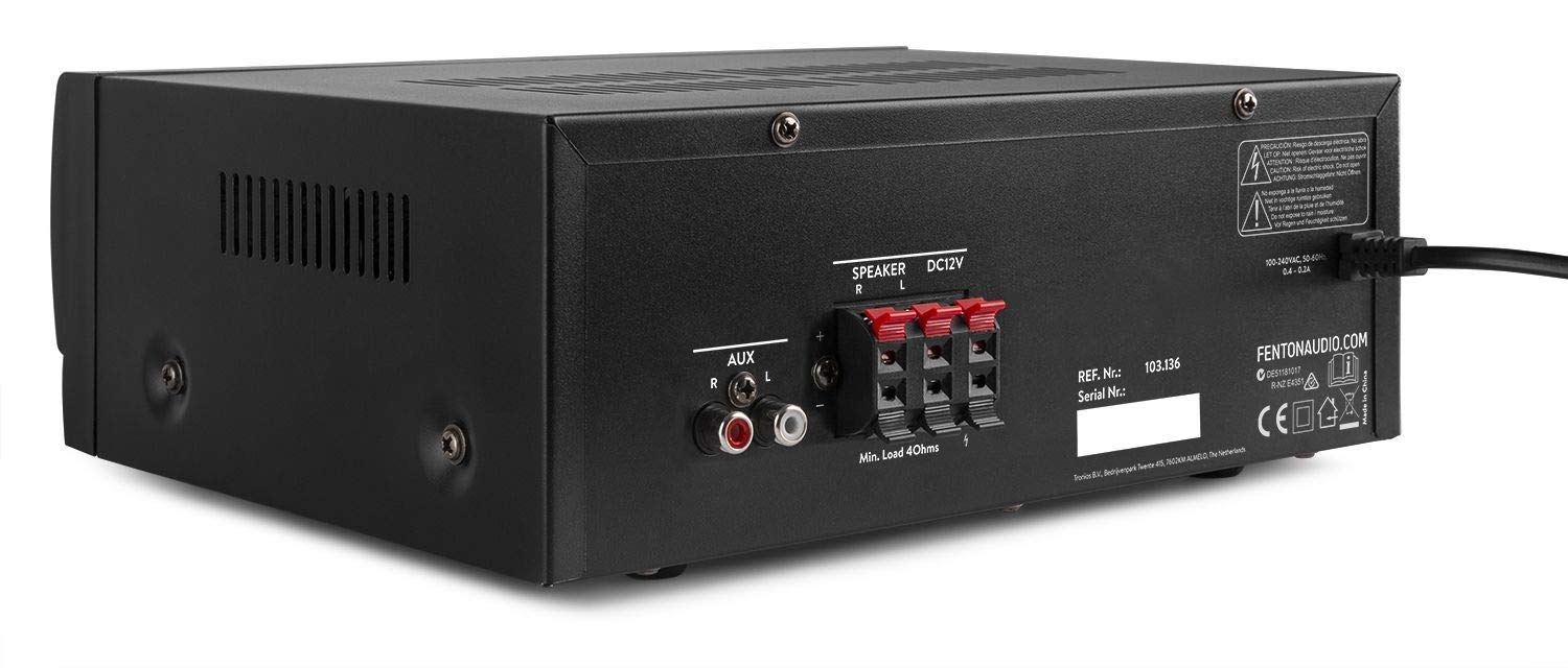 Fenton AV440 Amplificador HiFi y Karaoke Digital con Bluetooth, 400 W, Reproductor MP3 (USB/SD), 2 entradas de micrófono, Ideal para Cine en casa, Fiestas y Eventos, Incluye Mando a Distancia