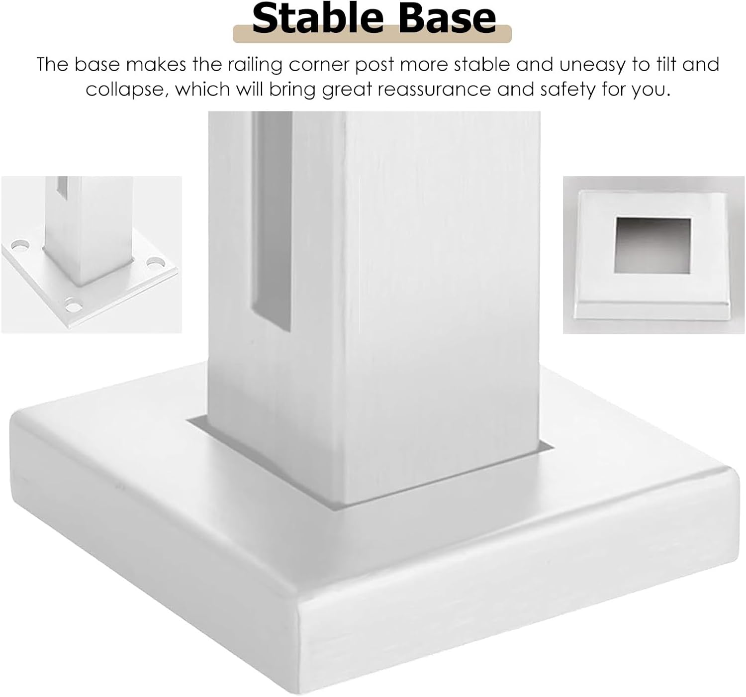 10 Set Stainless Steel Glass Railing Posts, Heavy Duty White Handrail Balustrade Clamp Kit for Balcony, Hotel, Patio - 31.5in Height, Durable Outdoor Fence