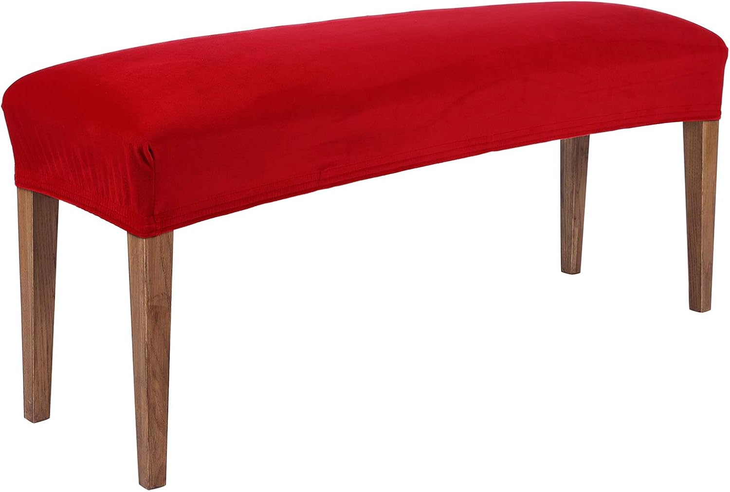 Colorxy Velvet Spandex Bench Covers for Dining Room, Stretch Bench Slipcover, Removable Washable Bench Protector for Living Room, Bedroom, Kitchen (Red)
