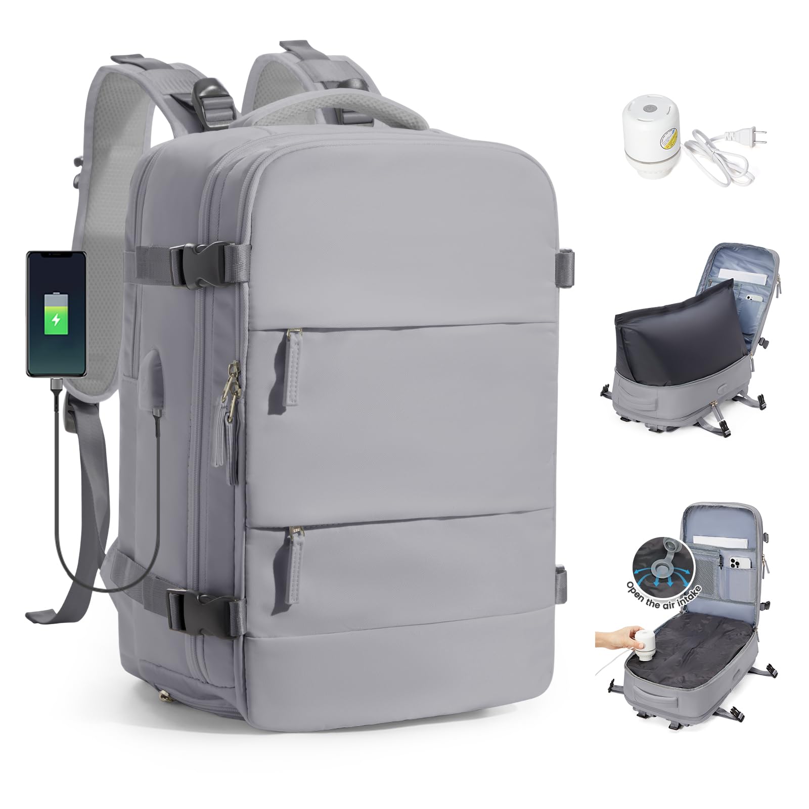 SZLX Zaino Ryanair 40x30x20 Sottovuoto Zaino da Viaggio 40x30x20 Wizzair Donna da escursionismo sportivo impermeabile Zaino Casual Laptop da 14 Pollici con porta di ricarica USB Scomparto per Scarpe