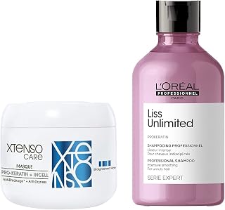L'Oréal Professionnel Xtenso Care Masque 196 Gm,For Straightened Hair& Liss Unlimited Shampoo With Pro-Keratin For Rebelli... Price In India