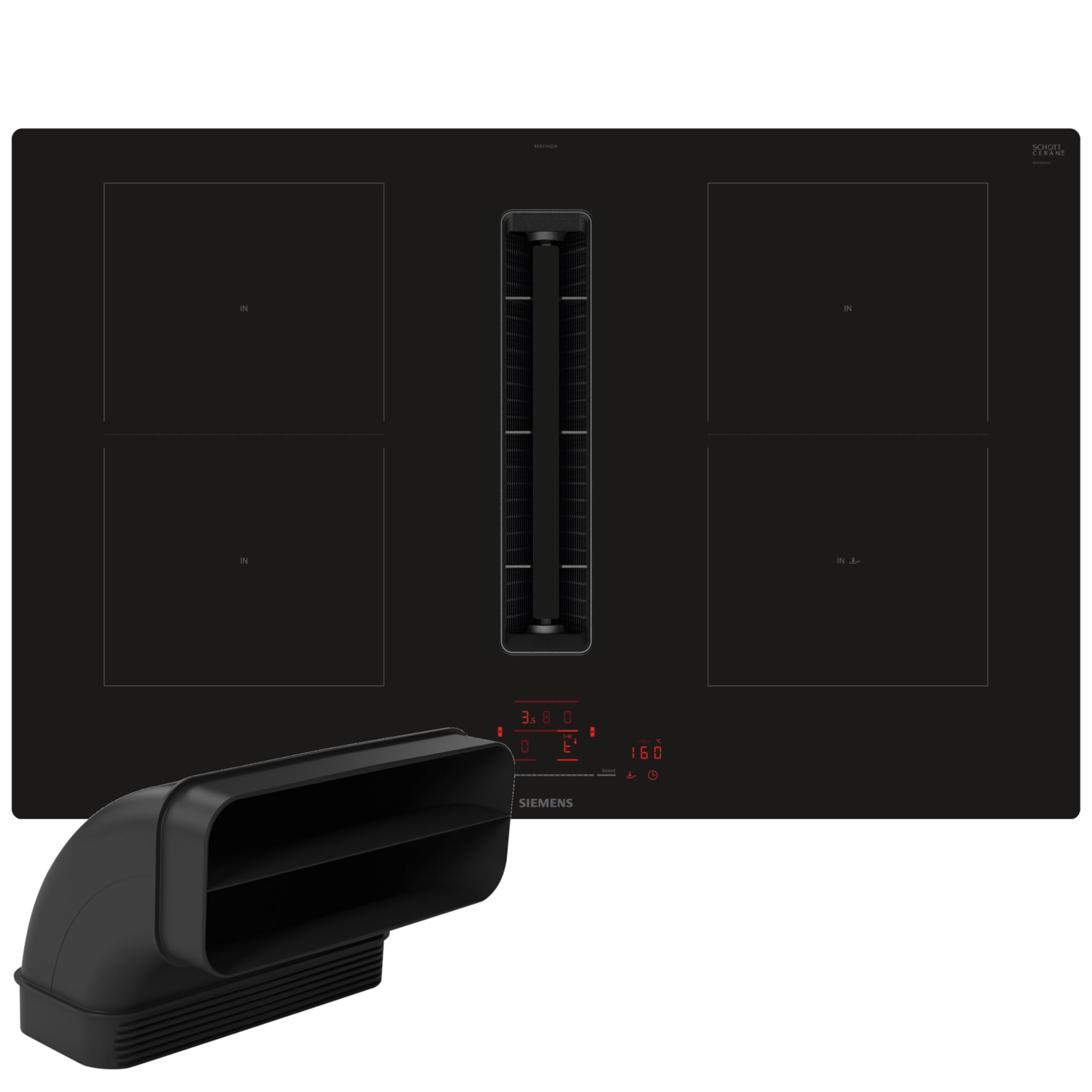 Siemens iQ500 Kochfeld-Set mit Dunstabzug 80 cm rahmenlos ED811HGA7 | Kombi-Induktion, Angenehm leise, Einfach zu reinigen, Home Connect, Bratsensor Pro