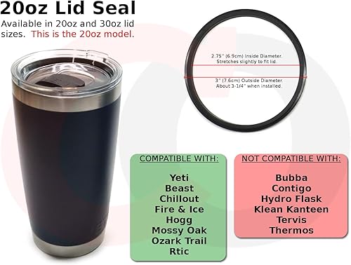 Miniatura 8 de Captain O-Ring Juntas de sello de tapa de repuesto para tazas aisladas de acero inoxidable Yeti (paquete de 3) tamaño de tapa de 30 onzas