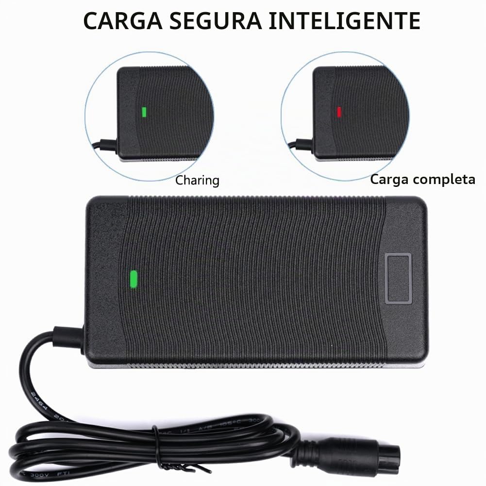 Cargador Hoverboard 54.6V 2A, Cargador Patinete Electrico 3 Pines, Adaptador de Fuente de Alimentación para 48v Batería, Cargador Universal para Scooter Eléctrico, Hoverboard, Autoequilibrado