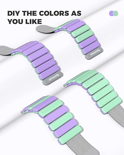 Miniatura 4 de Sportneer Pesas de muñeca y tobillo mejoradas para mujeres y hombres, 1 par (1 libra2 libras cada uno) Juego de pulseras ponderadas de silicona