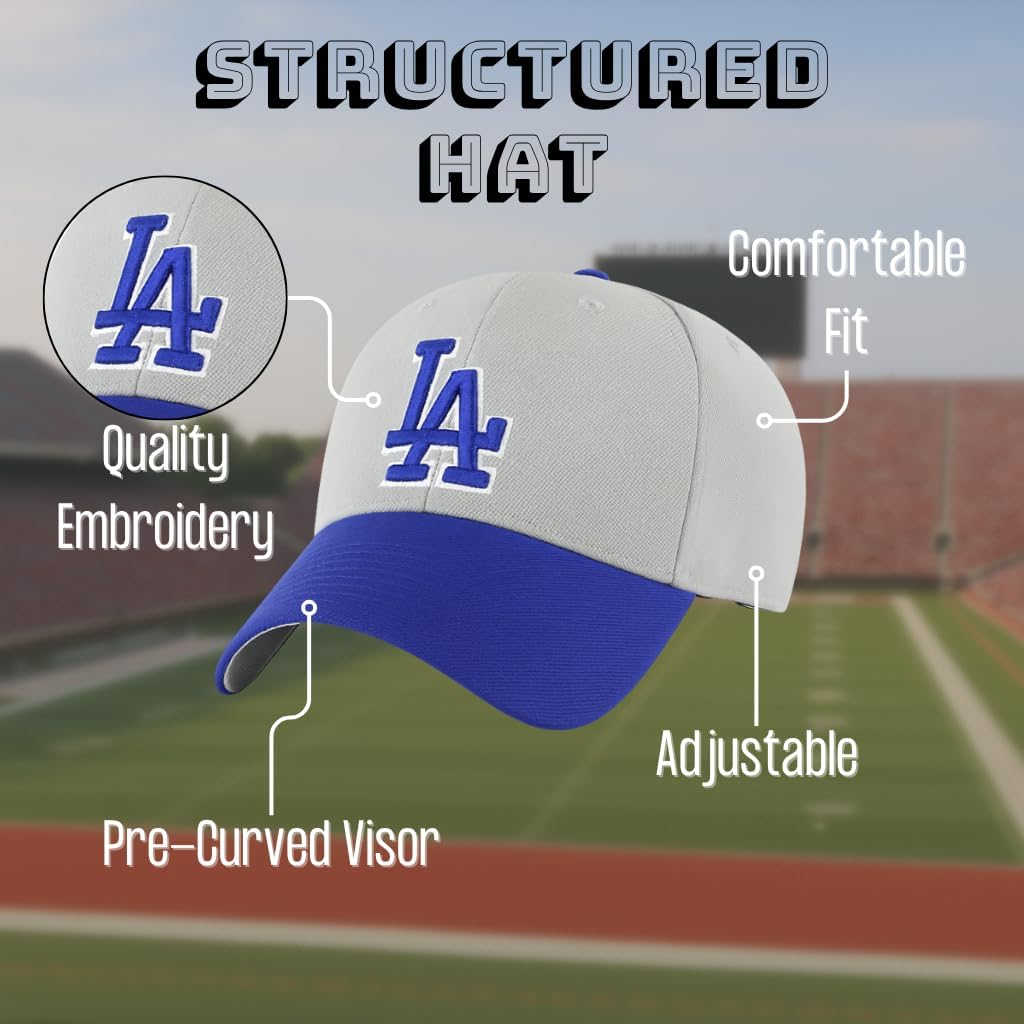 Officially Licensed Los Angeles Youth Boys Girls Baseball Hat Classic Two Tone Royal Blue - Gray Home Team Logo MVP Embroidered Kids Sports Ball Cap - Image 5