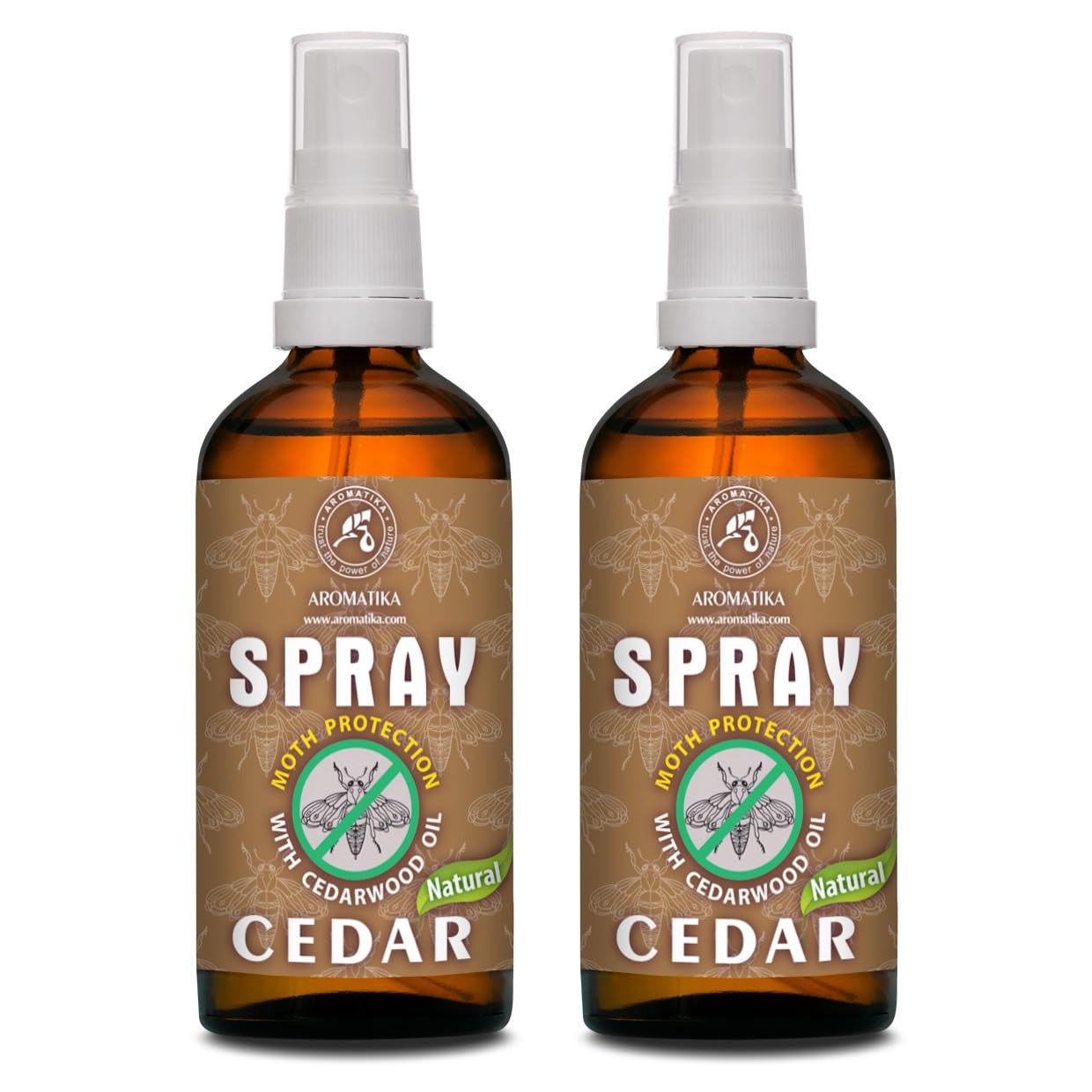 Spray Anti Mites Set 2x100ml - Spray aux Huiles Essentielles de Bois de Cèdre et Citron - Protection Naturelle Contre les Mites - Dissuasion des Mites pour Penderies - Piège à Mites