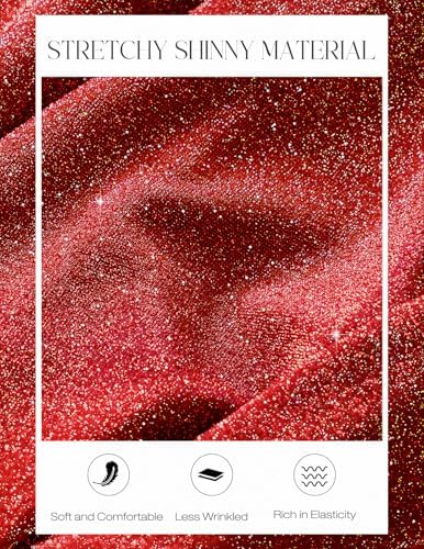 DRESSTELLS Cocktail Dresses for Women 2026 Modest Formal Wedding Guest Valentine's Day Tea Party Sequin Sparkly Knee Length Prom Dress Glitter_red L - 5