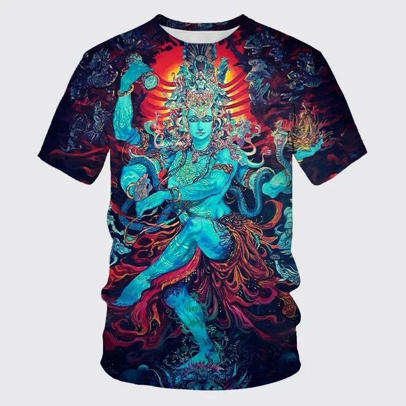 T-Shirt 3D Homme Ample et Léger pour Éviter la Chaleur de l'Été Imprimé Inde