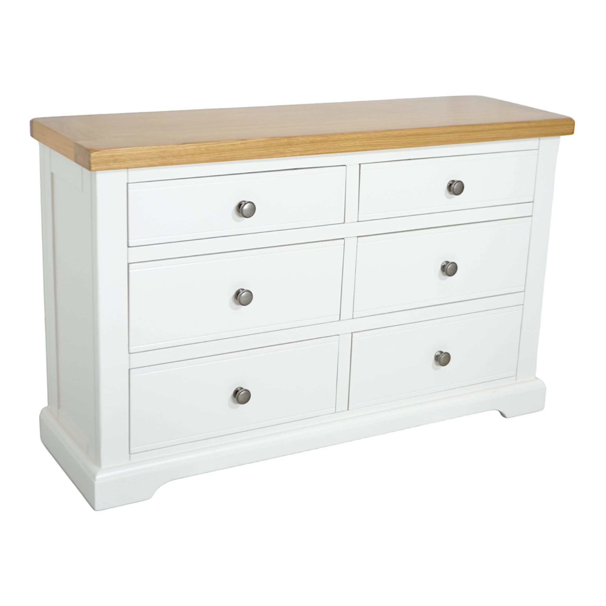 GROFurniture White Chest of Drawers, Storage Chest, Painted Bedroom Furniture, Window Unit Chest of Six Drawer, Painted Ready Assembled Bedroom Plinth Leg