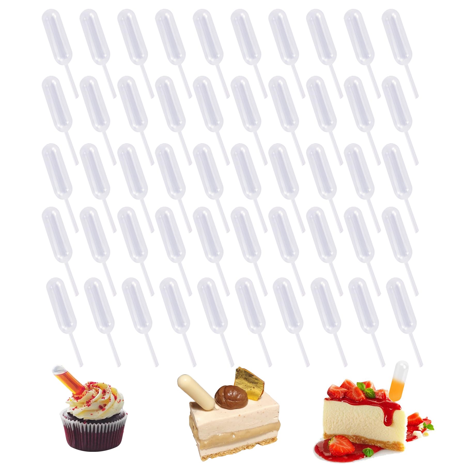 EKIND Plastic Squeeze Transfer Pipettes Suitable for Chocolate, Cupcakes, Strawberries, Ice Cream, Cakes, Children's Painting, Kitchen (4ml)