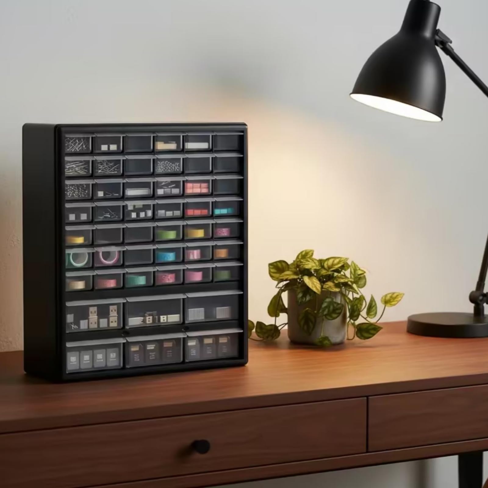 Organizer Cassetti Mini Cassettiera per Componenti Plastica Trasparente Porta Oggetti per Minuterie Elettronica Costruzione Adatto per Ufficio Garage Laboratorio Casa