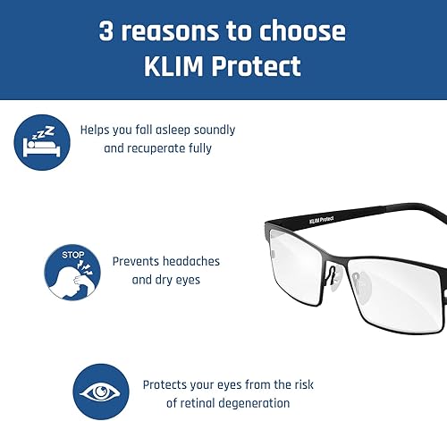 Miniatura 3 de KLIM Optics - Lentes de luz azul, reducen la fatiga ocular, gafas para juegos de computadora, TV móvil para PC, bloquean el 92% de la luz azul