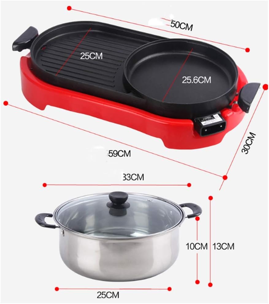Electric Grill Indoor Hot Pot Multifunctional Teppanyaki,Capacity for 6 Family Gatherings