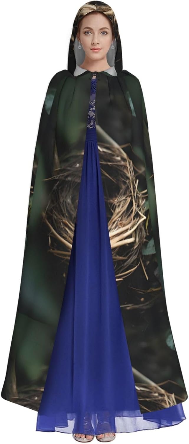 Little Bird Nest Men Women Halloween Role Play Party Decoration Hooded Poncho Black