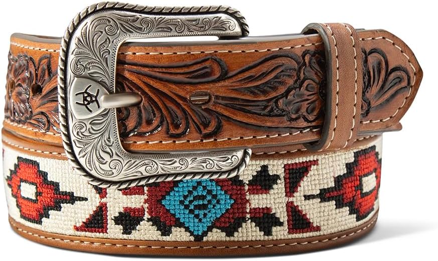 ARIAT Men’s Tooled Tabs & Diamond Embroidered Inlay Belt