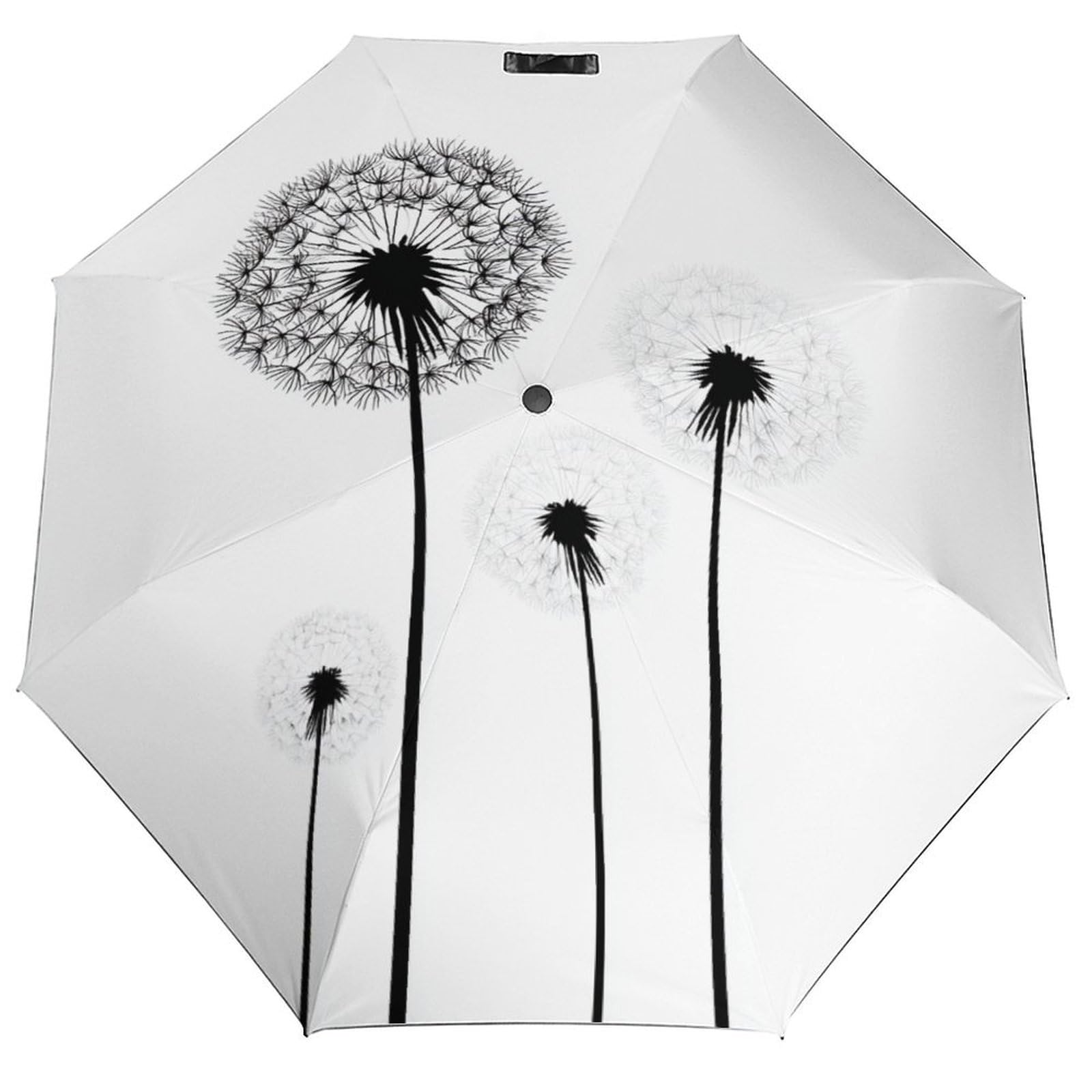 Jubonexis Simple Four Dandelions Folding Umbrella 3 Folds Auto Windproof Travel Umbrellas Strong Lightweight Umbrellas for Outdoor Sun & Rain