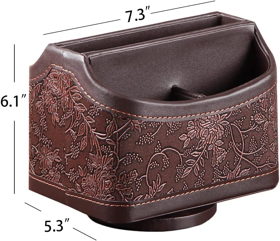 Miniatura 2 de Arniche Organizador de control remoto de piel sintética con diseño giratorio de 360, organizador de escritorio para control remoto de TV, teléfono,