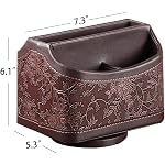 PU Leather Remote Control Organizer with 360° Spinning Design,Desk Organizer for TV Remote,Phone,Pen,Glasse,Mail,Tablet,Calculator,Controller-Home & Office Storage Caddy (Antique Brown) - Image 3