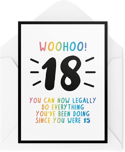 Tongue in Peach Funny 18th Birthday Cards | You Can Now Legally Do Things Card | For Him Her Banter Joke Novelty 18 Teenager Friend Son Daughter | CBH621, White, 21 x 15 x 0.2 cm, TIP_CARDS_CBH621