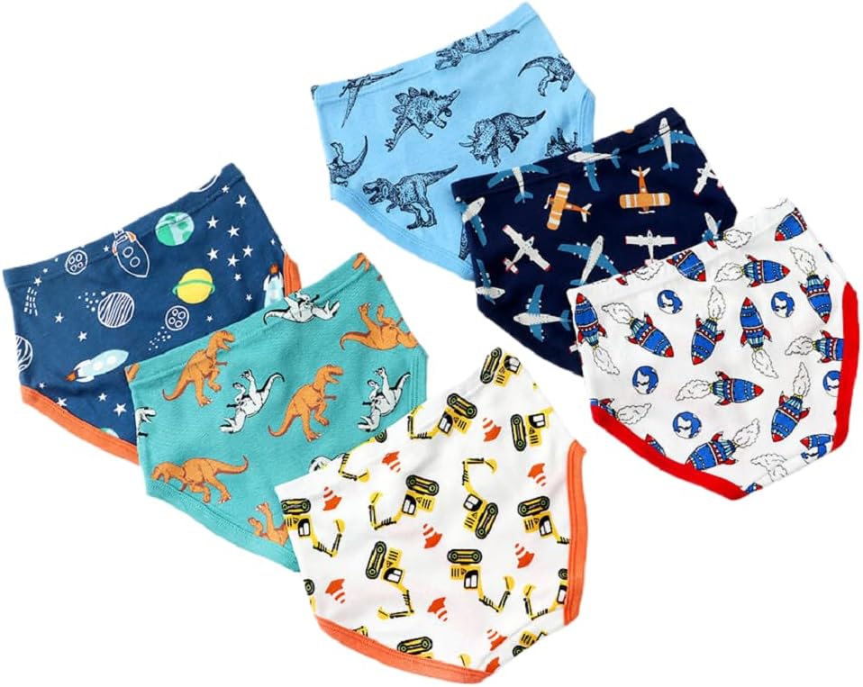 Slenily Little Boys Sharks Briefs Toddler Kids Truck Cars Underwear Soft Cotton Airplane Undies (Pack of 6) - Image 3
