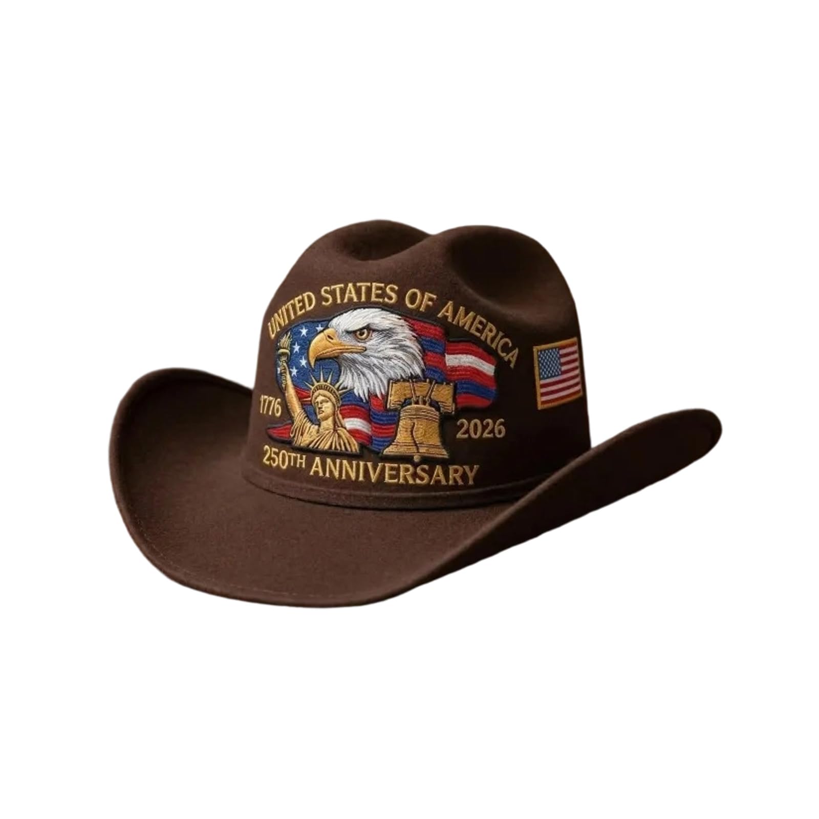 alloneslife Independence Day Themed Hat Embroidered Headgear Decoration Ideal for Music Festivals and Picnics Independence Day Cowhand Hat